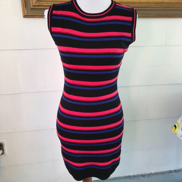 Striped Mini Sweater Dress with matching necklace - Picture 2 of 6